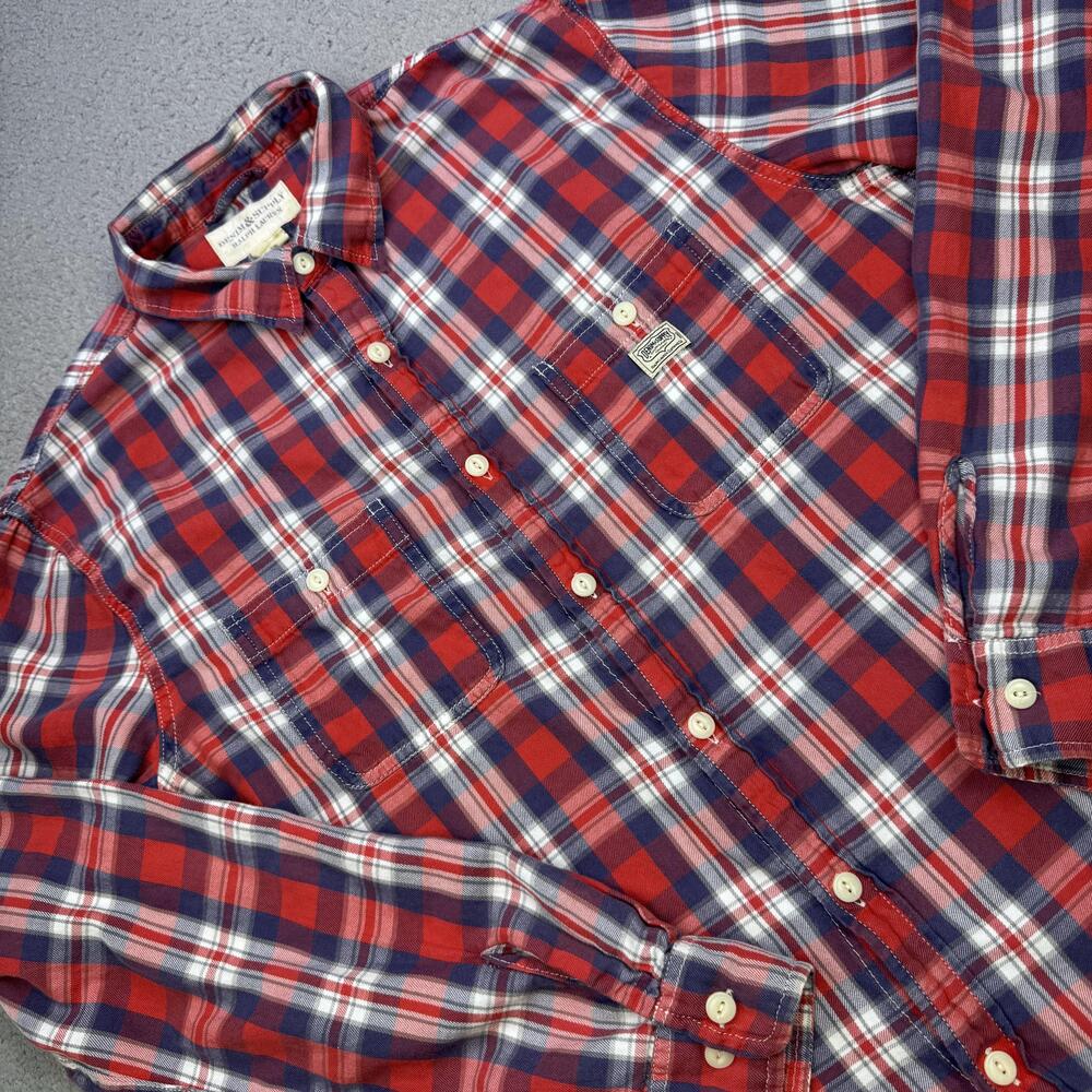 Denim & Supply Ralph Lauren Shirt Mens Large Red Plaid Button Front Cotton
